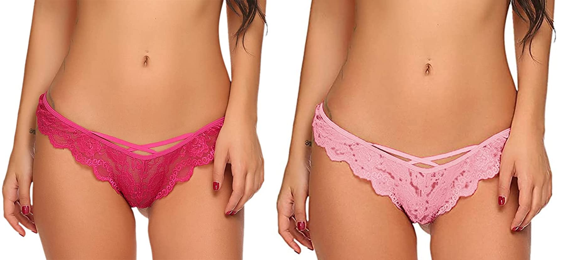 Combo Pack of 2 Women Lace Thong Panties Set