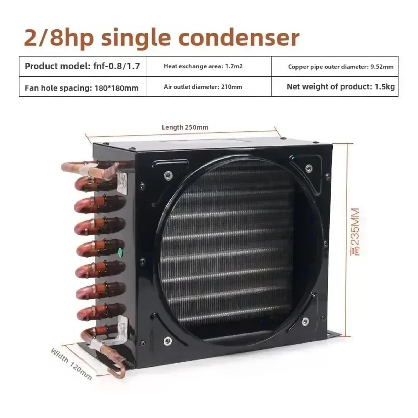 Refrigerador Condensador | Pequeño Evaporador De Radiador Universal Enfriado Por Aire 2 / 8HP(Single condenser)