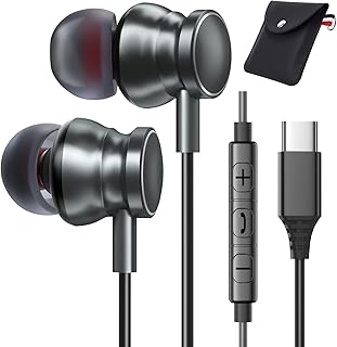 USB C Headphones, in-Ear Headphones for Samsung Galaxy S23 S22 Ultra S21 S20 FE A53 A33 5G, Type C Headset with Mic and Volume Control, Stereo Earphones USB C Earbuds for Google Pixel 7 Pro 6a OnePlus
