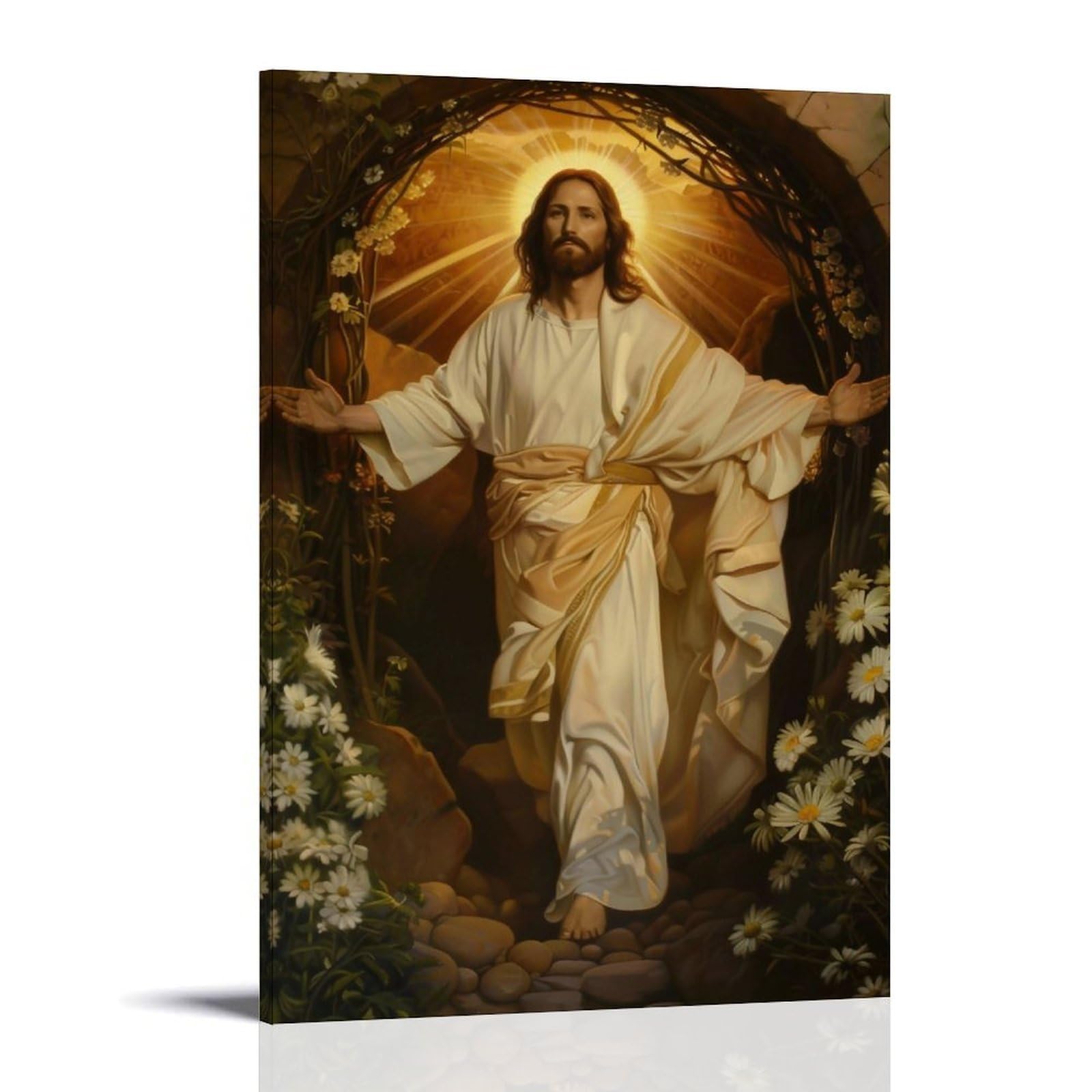 JUWRHRHHRH Resurrection of Jesus Christ 03 Poster Canvas Aesthetic Wall Art Painting Decor for Living Room Bed Room 12x18inch Frame-style