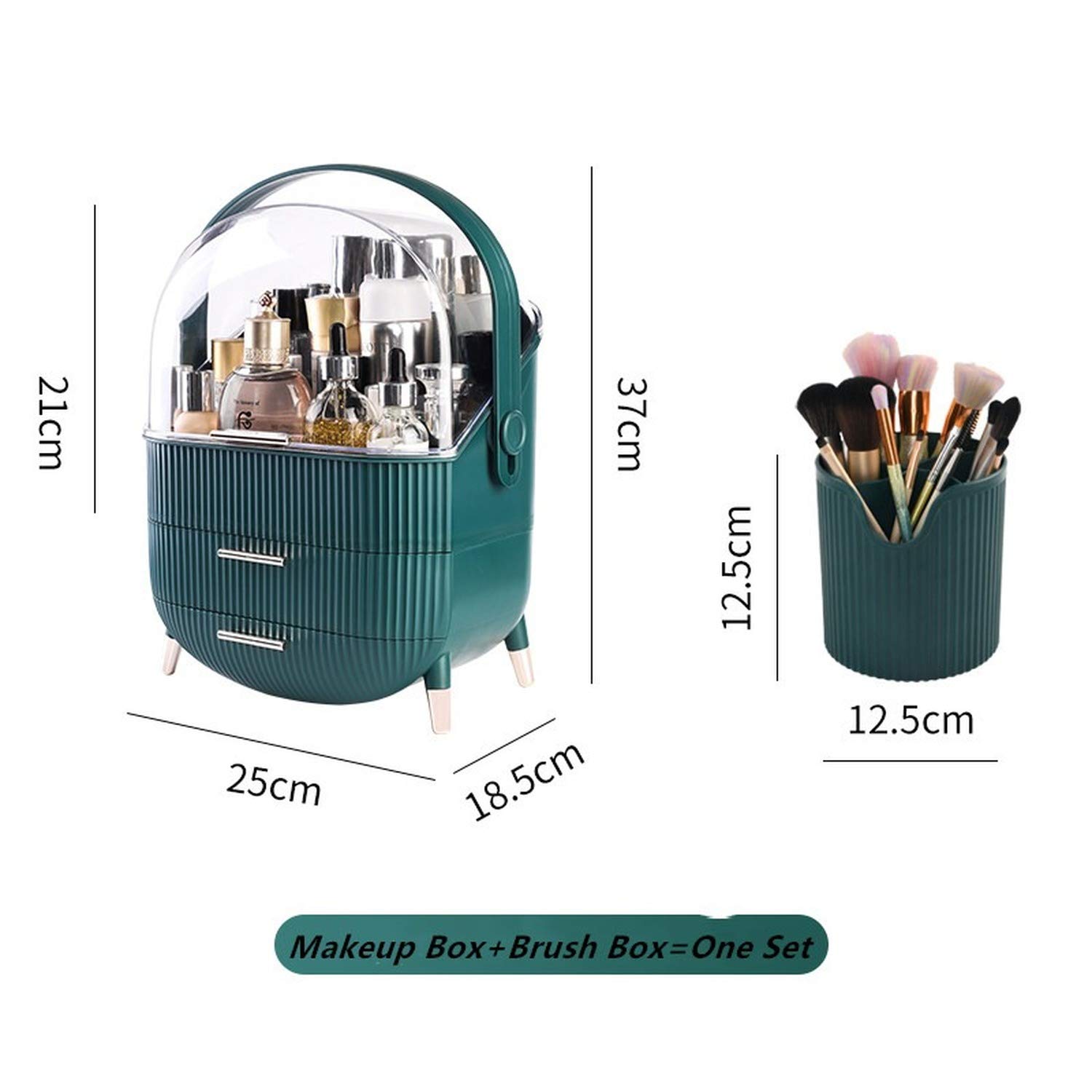 KHTO ABS Transparent Maquillage cosmétique Boîte de Rangement Organisateur Support de Mode Bijoux Accessoires Maquillage répandrai Rangement/du Visage Masque/Crème (Green)