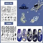 Biutee Nail Stamping Plates Set 15PCS Nail Art Stamper Scraper Nail Stamp Plates Kit with Storage Bag Gift Box Nail Stamp Template Kit Lace Flower Butterfly Star Holiday Valentine Design - Image 5