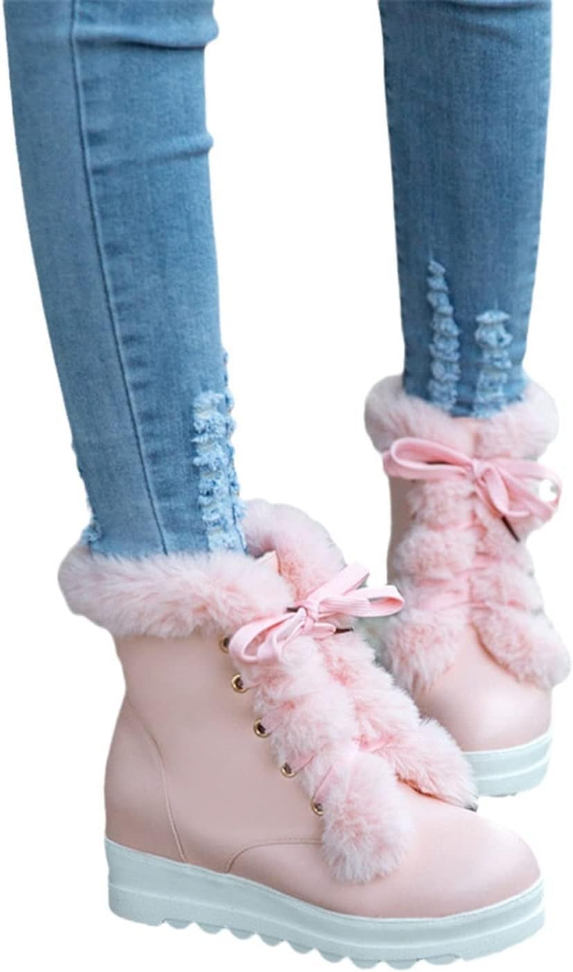 Bottines douces pour étudiants en cuir PU rose contre le froid hivernal