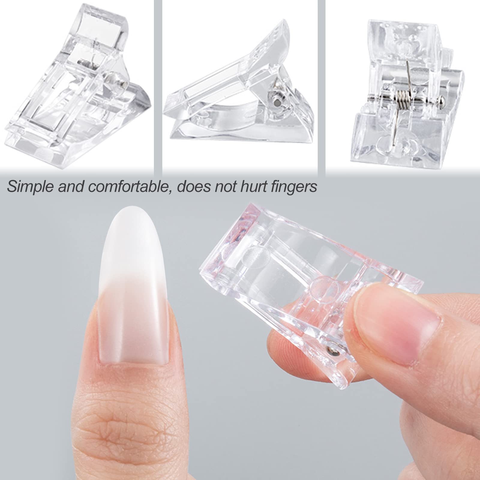 Sularpek 5 Pcs Pince à Ongles Polygel Clip Ongles, Extension Transparente, Outil Nail Art pour Gel UV Rapide