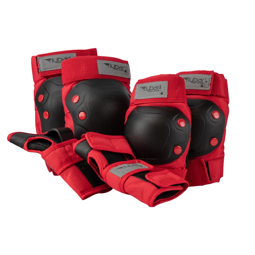 Flybar Knee and Elbow Pads, Wrist Guards Safety Gear-Multi Sport Protection for Skateboard, BMX, Pogo, Inline Skating, Scooter-Kids, Teen, Adult Sizes