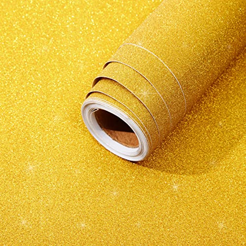 Bright Creations Gold Poster Paper Roll - Peel & Stick Decal Paper Roll for DIY Craft & Scrapbook - Gold Glitter Sheets for Crafts - 17.7 in x 16.5 Ft, Modern Glossy