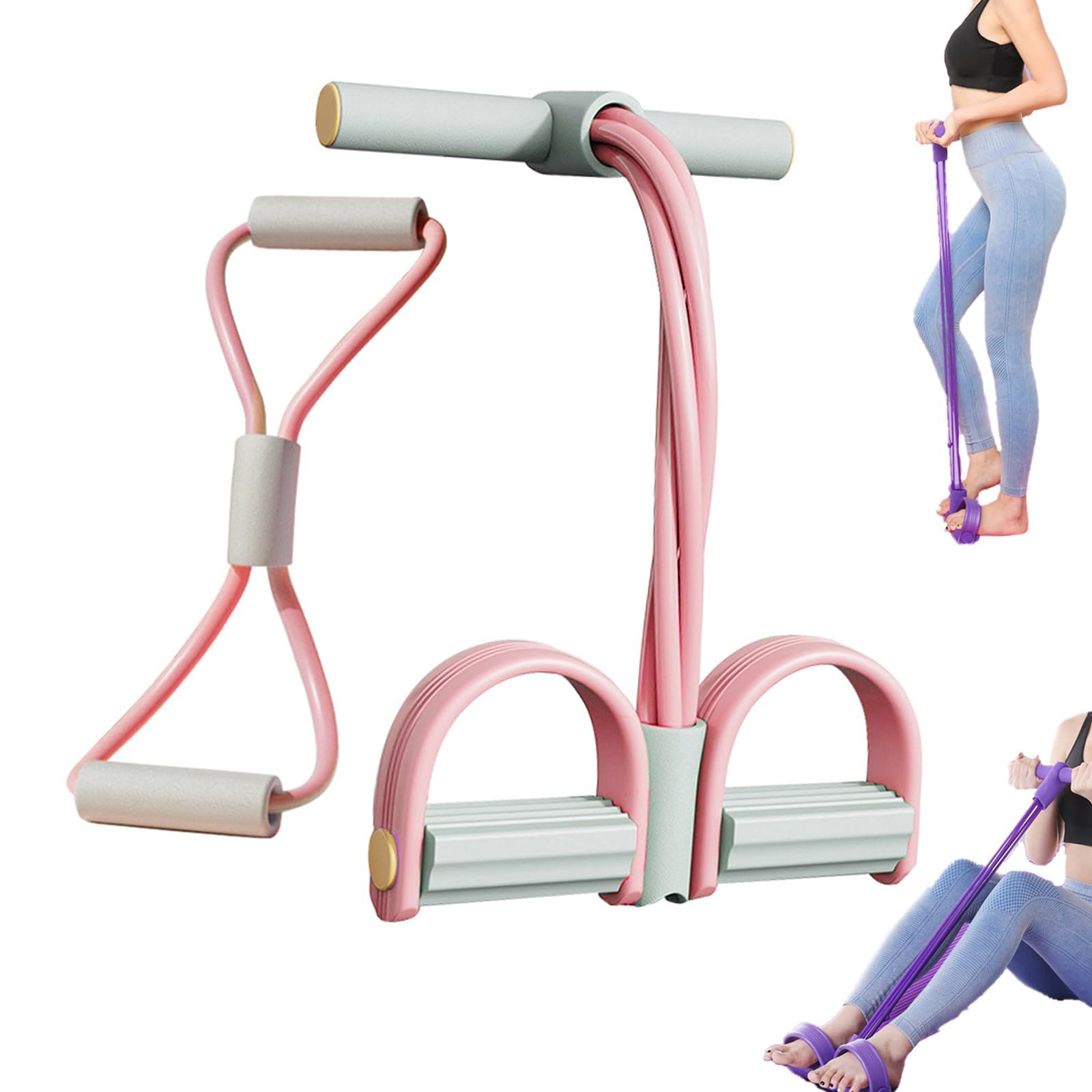 Hllpro Resistance Bands Saludea Gentle Fit Resistance Bands Saludea Flexease Bands Stretch Foot Pedal Resistance Bands with 6 Tubes Figure 8 Bands Full Body Exercise Equipment for Workout (Pink A)