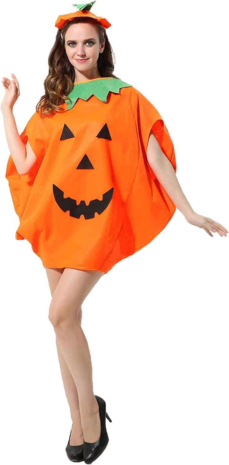 4pc Halloween Pumpkin Costume Adult Fancy Dress Women