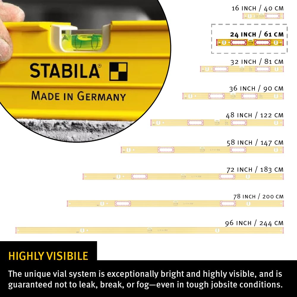 Stabila Level 24" Builder's Level - Heavy Duty -3 Stabila Level 24" Builder's Level - Heavy Duty -3