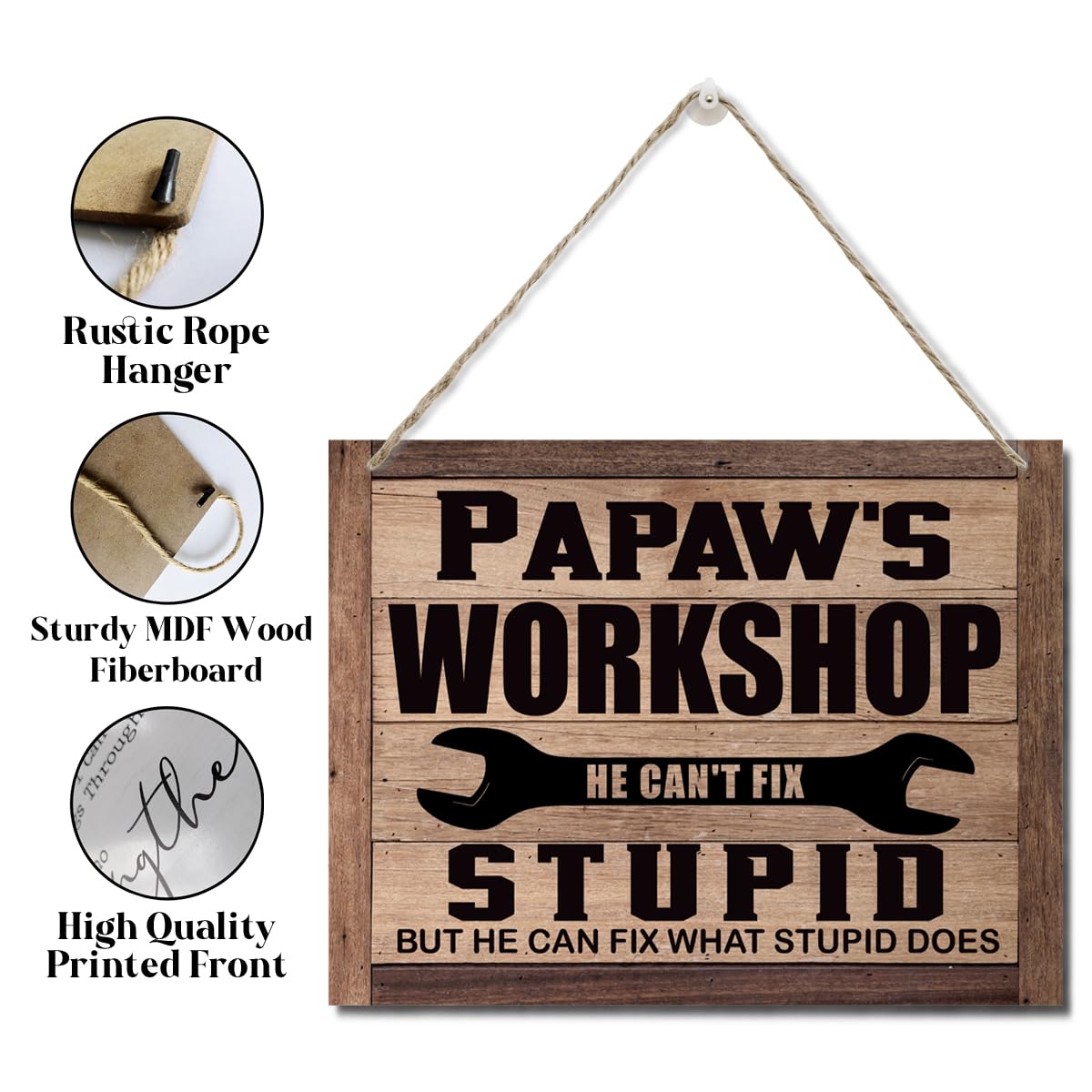 Papaw's Workshop Sign - Father's Day & Birthday Gift, Rustic Wooden Wall Plaque, Farmhouse Home Decor, Funny Grandpa Mechanic Gift