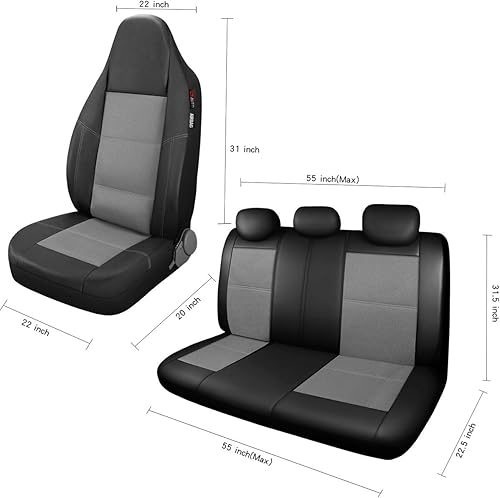 Miniatura 19 de P&J AUTO Funda de cuero y malla para asiento delantero de automóvil, ajuste universal para automóviles, camiones, camionetas y SUV, compatible