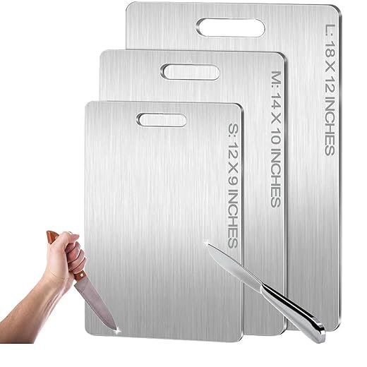 Titanium Cutting Board - 2026 New Upgrade 100% Pure Titanium Cutting Boards for Kitchen Double Sided Non Toxic Titanware Cutting Board,Hygiene Durable Dishwasher Safe Chopping Board (12"L x 9"W)