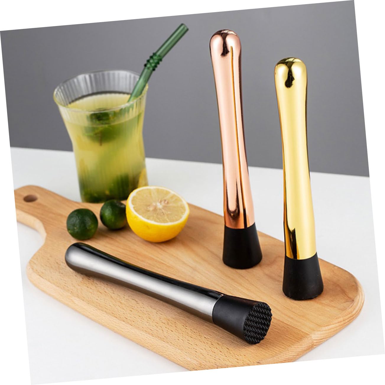 SOLUSTRE Cocktail Ice Muddler Ergonomic Bar Tool for Crushing Ice Muddling Fruits Mixing Drinks for Home Bars Shops Versatile Lemon Pressing Grinding Rod