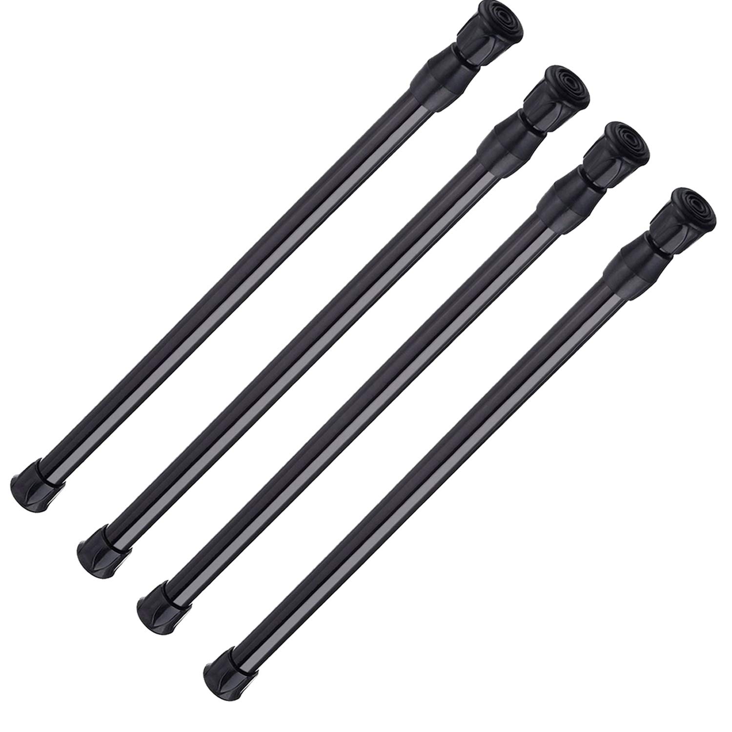 AIZESI Spring Tension Curtain Rods Short Tension Rod (Black,27" to 37"-4Pcs)