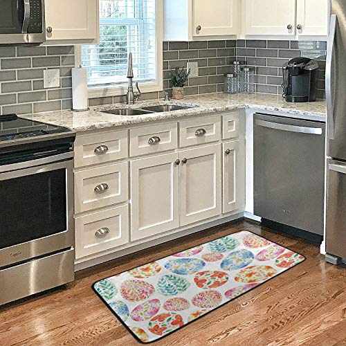 Easter Eggs Kitchen Rugs Easter Bunny Bath Rug Runner Comfort Mat Non-Slip Doormats Carpet For Bathroom Indoor 39" X 20" #TOP1