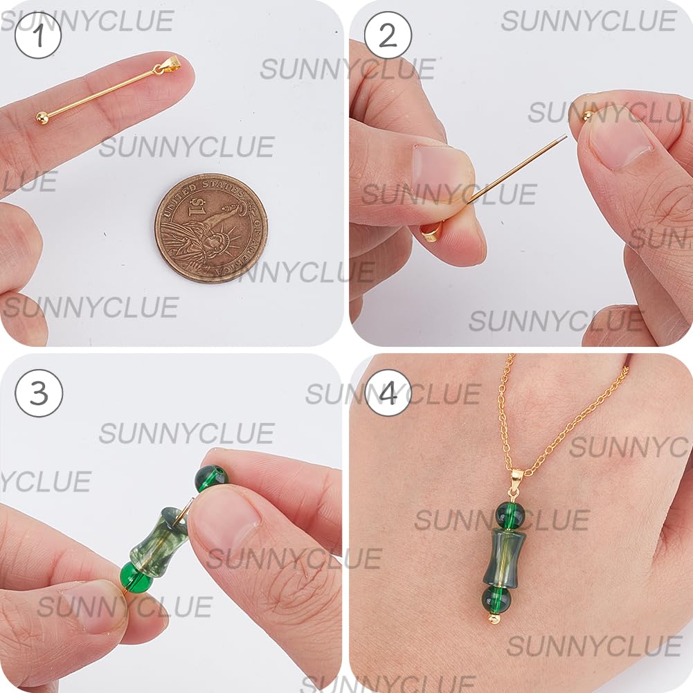 SUNNYCLUE 1 Caja de 4 Cierres de Plata de Ley de 3cm Y 925mm para Bisutería, con Cuentas de Metal, Dorado Y Plateado, para Fabricación de Joyas, Collares, Pulseras Y Llaveros.