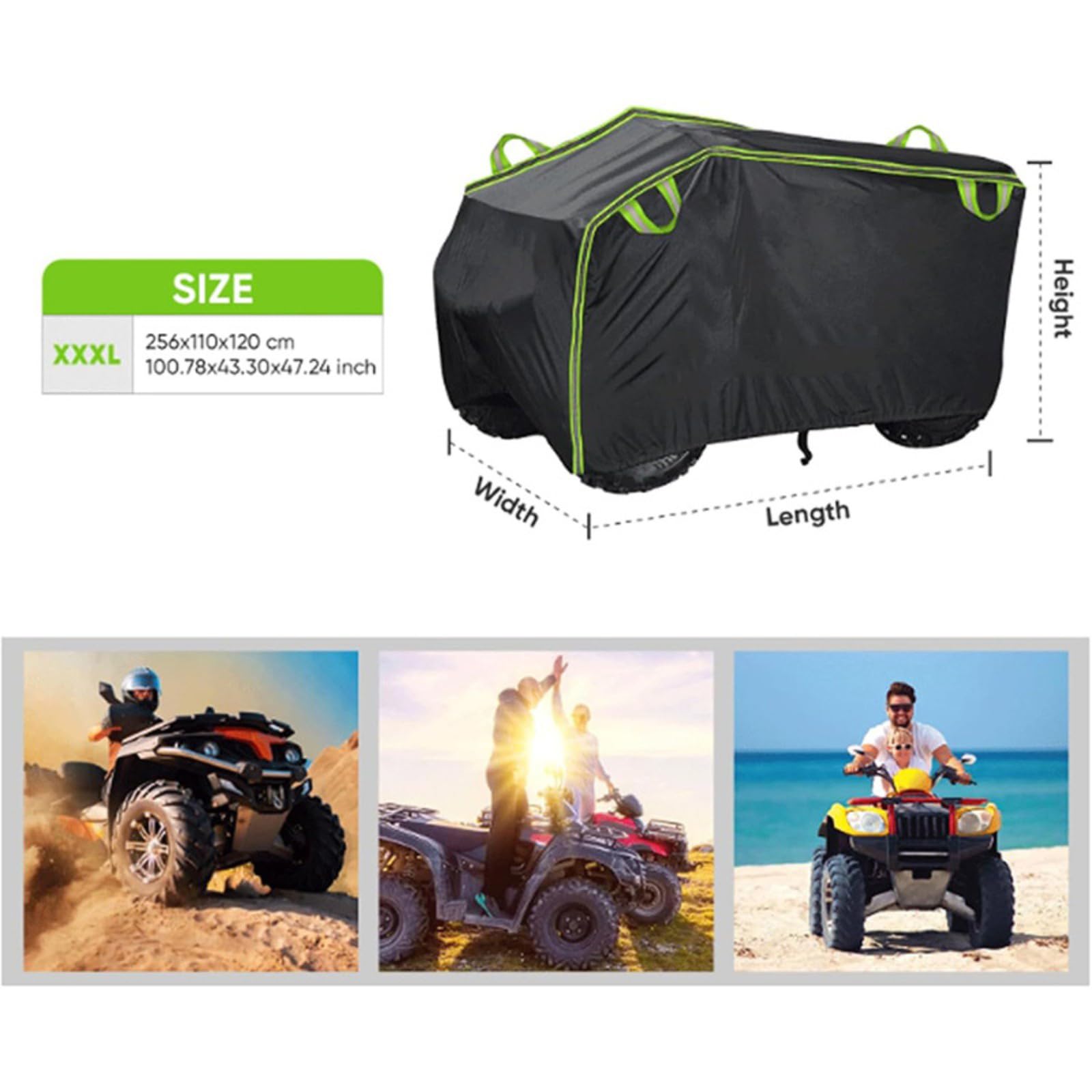 ATV Abdeckplane Für Segway Powersports Snarler AT10 Premium 2024 2025 2026, ATV Abdeckung Fahrzeug Schutz Cover,Oxford-Stoff & Wasserdicht, Outdoor Fahrzeug Abdeckplane,A/Green