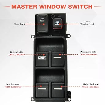 Driver Side Power Master Window Switch, Front Left, Compatible with Honda Accord 2003-2007 Lift Button Panel Master Control Switch, 4-Door 2.4L 3.0L,Replaces OE# 35750-SDA-HO7 (Left)