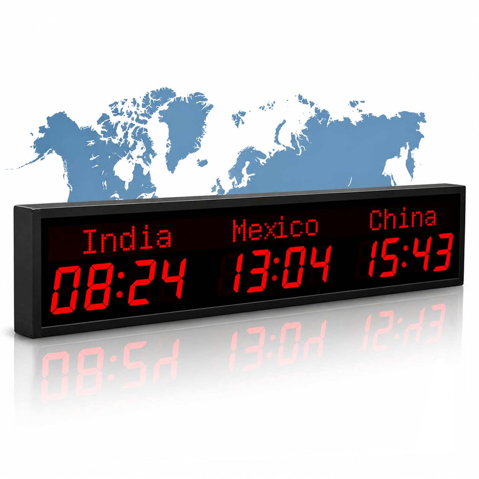 Mehrzeitzonen-bürouhr, Wanduhr Mit Stadt- Und Weltzeitanzeige, Stadt Einstellbar, Digitales Led-Display, Für Flughäfen, Büros, Multinationale Unternehmen Und Hotels 3 Time Zones