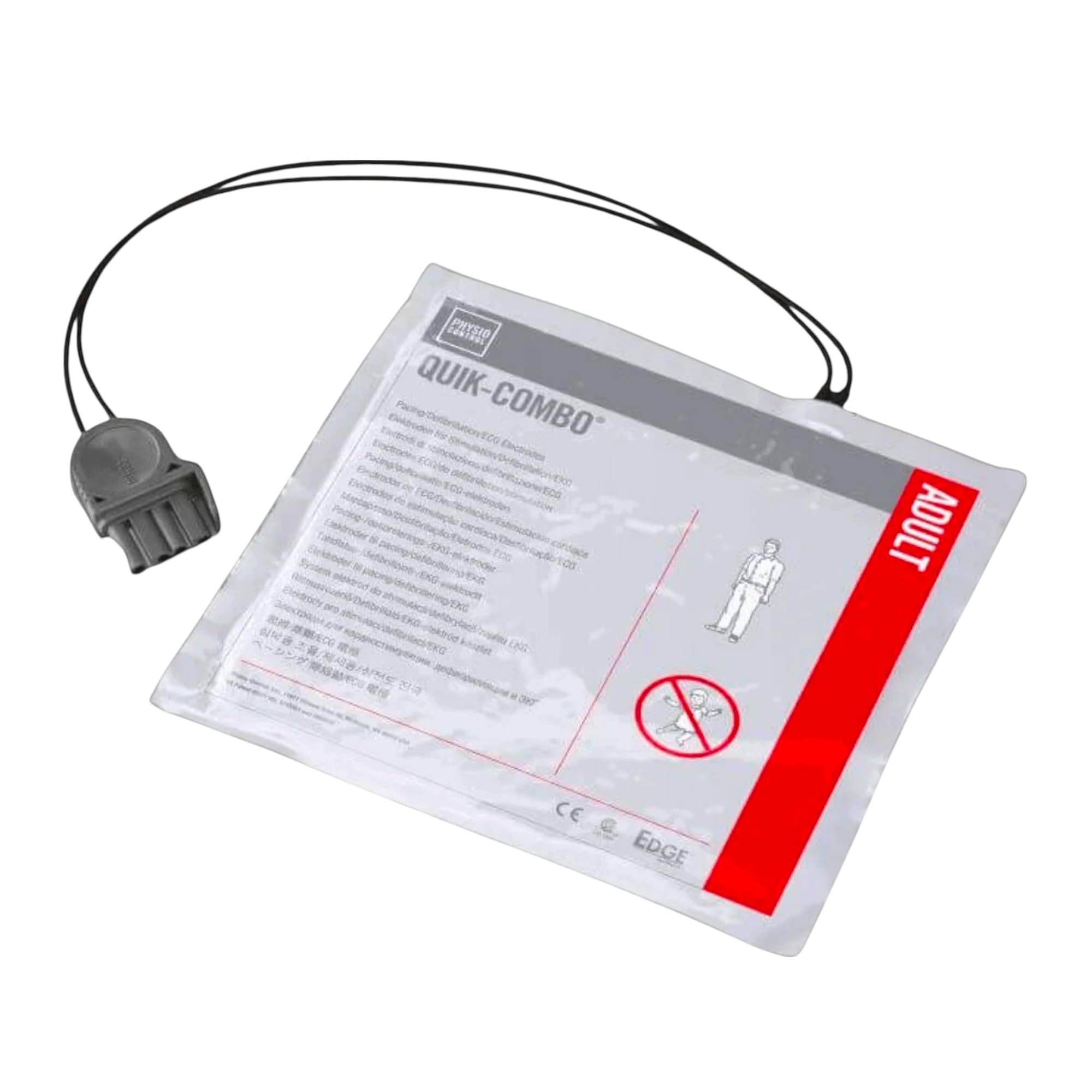Physio Control QUIK-COMBO Elektroden für LIFEPAK AED Defibrillator LP1000, LP500, LP15, LP20 & LP10e, AED-Zubehör Erste-Hilfe Defi Defibrilator Gerät Ersatz Klebeelektrode Pads Kabel Rettung