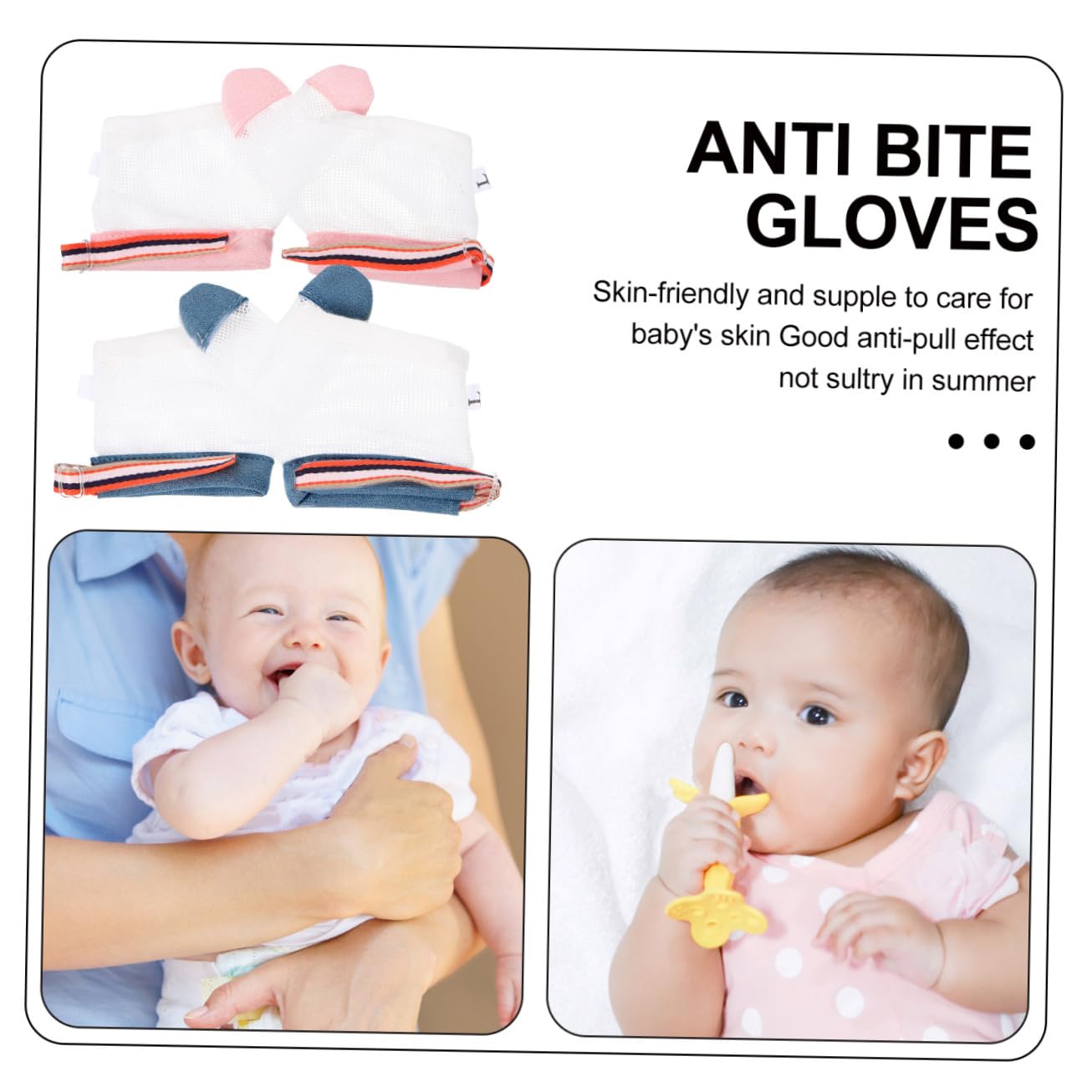 2 Pares de Guantes Antimordidas de Nylon para Ñiño, Protector de Pulgar, Dejan de Chuparse el Dedo Lavables, Antiarañazos