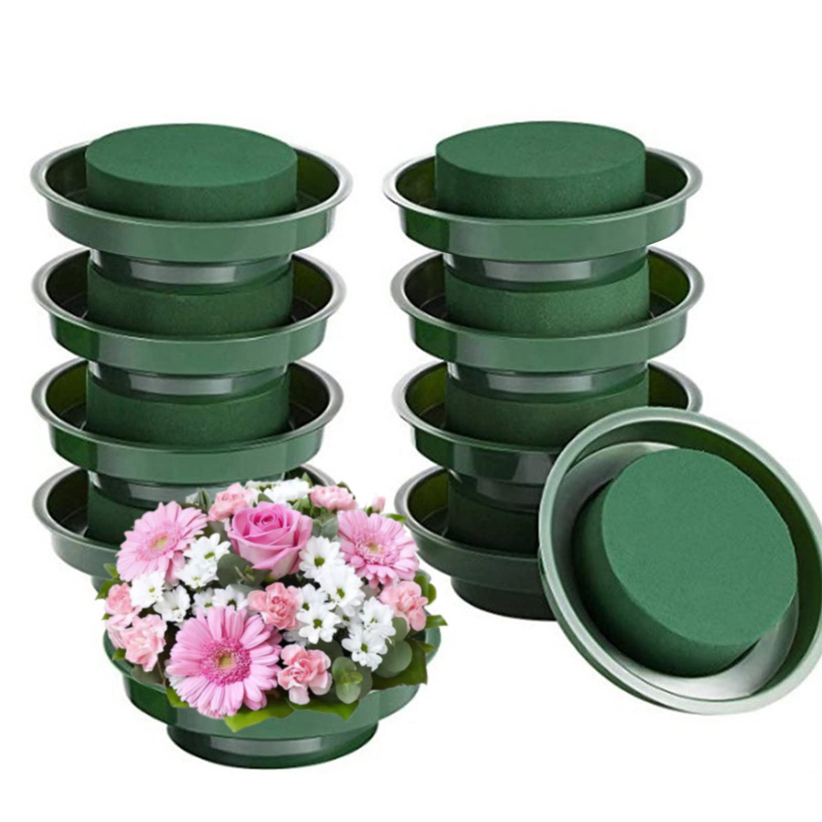 Taole 10Pcs Floral Foam Round Arranging, 10 Florist Foam Block With Bowl For Artificial Flowers Arrangement Brick Kit Wet Sponge For Floral Crafts Wedding Aisle Flower Decoration