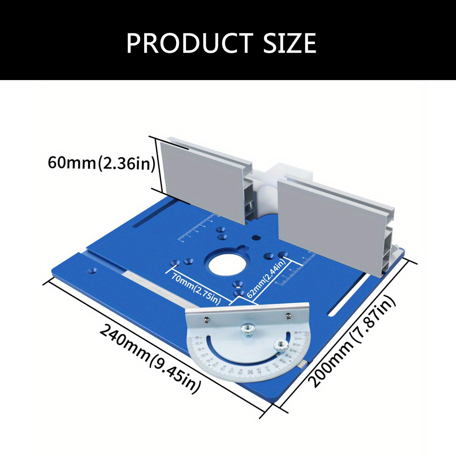 Tavolo per router in alluminio Piastra per inserto Tavolo in metallo per banchi per la lavorazione del legno Piastra per utensili in legno Fresatura per rifilatura Strumento per la lavorazione del