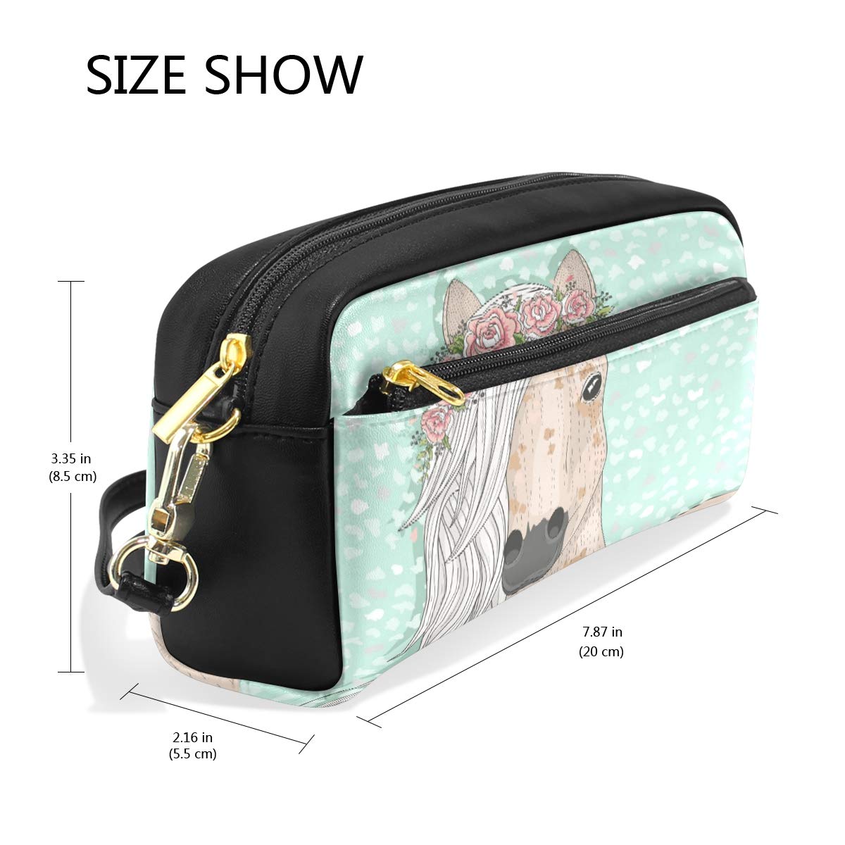 Estuche Para Lápices Doble Capa Con Diseño De Caballo - Organizador Portátil Para Papelería Y Herramientas