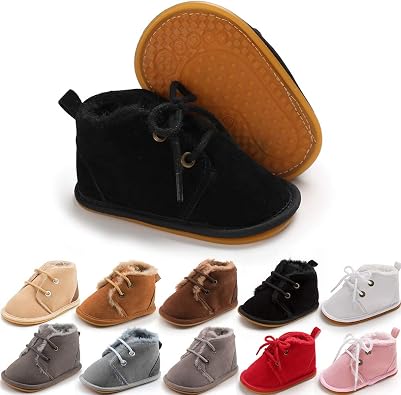 Meckior Baby Booties Newborn Infant Unisex Baby Girls Boys Velvet Rubber Anit-Slip Sole Shoes Toddler Fleece Cozy Winter Warm Prewalker Boots