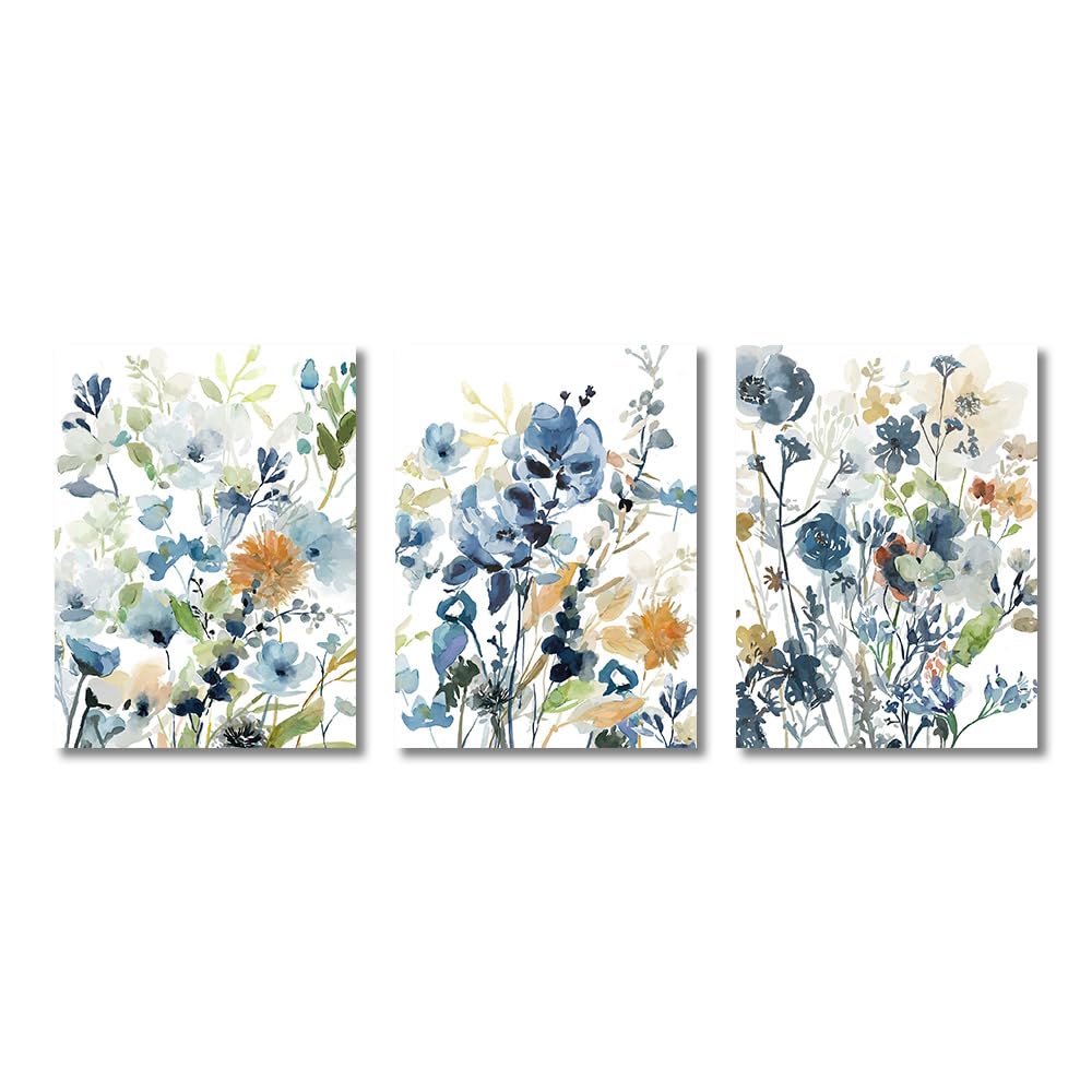 WBYZAC Art Prints-Abstract Watercolor Mixed Flowers Posters Botanical Canvas Painting Wall Art Pictures for Living Room Bedroom Kitchen Home Decor-50 * 60cm*3PCS (No Frame)