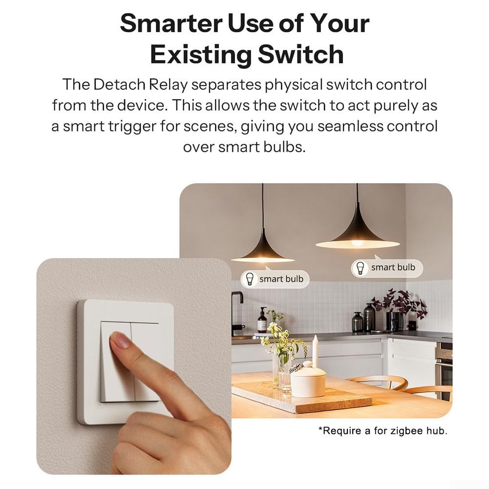 per Zigbee Smart Switch 2-Channel 16A Modulo di Controllo Doppio Design Compatto per Domotica Compatibile per Alexa Google