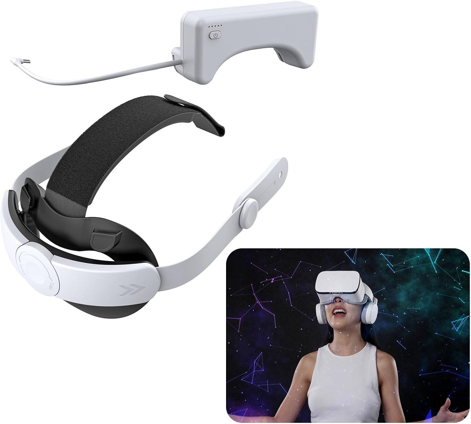 3/3S 18500mwhバッテリーパック用バッテリー付きヘッドストラップ 快適さとプレイタイムのためのバーチャルリアリティアクセサ