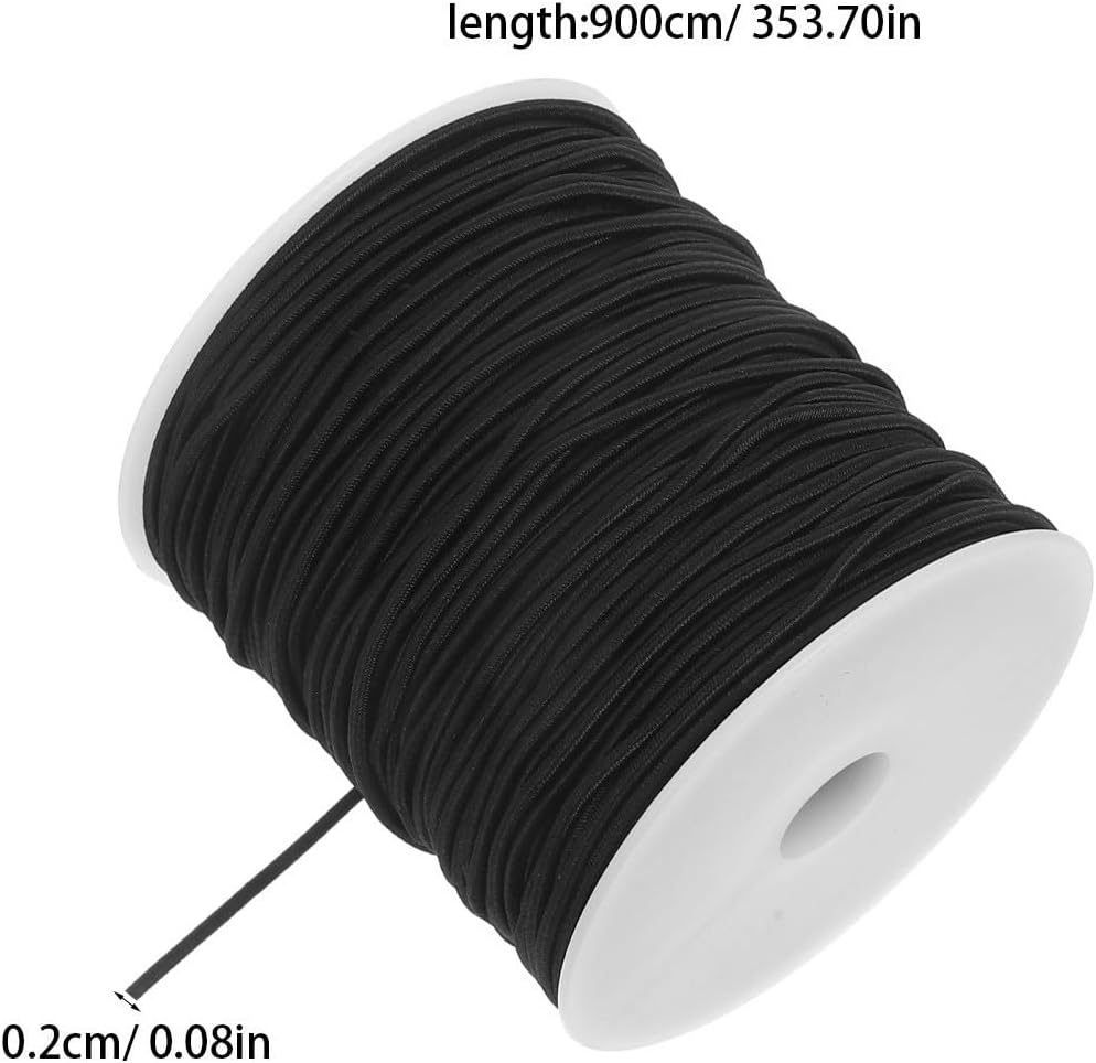 Elastic Bead String Cord for Jewelry Making, Black Polyester 1 Roll
