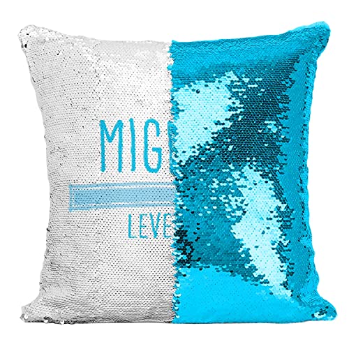 Coussin sequin turquoise housse paillettes mignon pour décoration bébé - 2