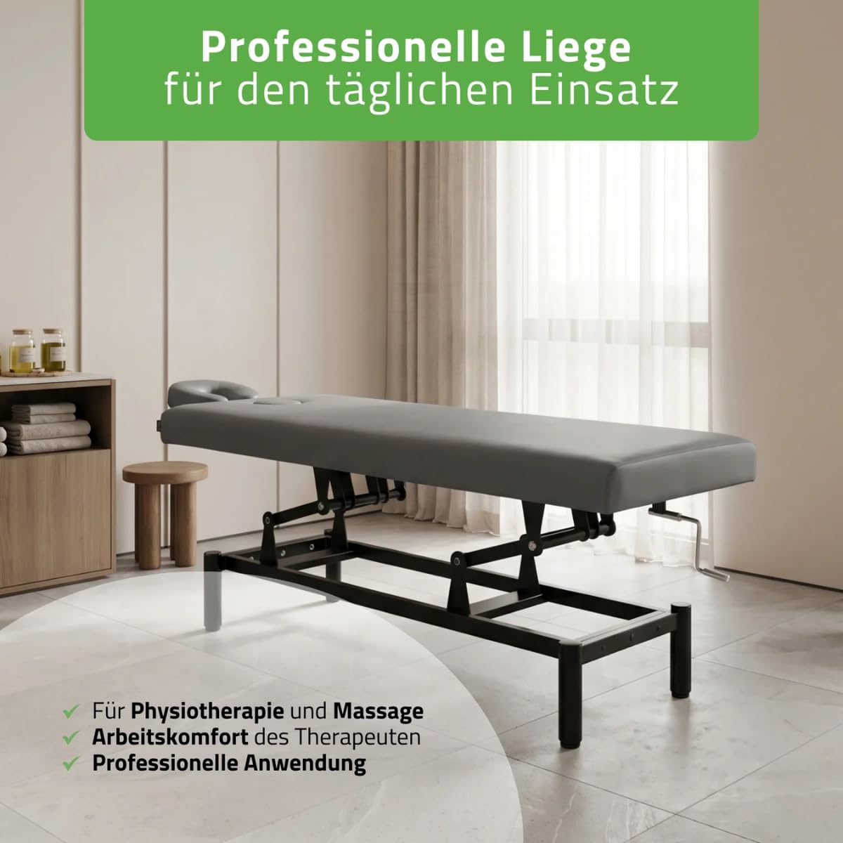 HABYS Stationäre Massageliege Vigo (Grau, 1-segmentiger)