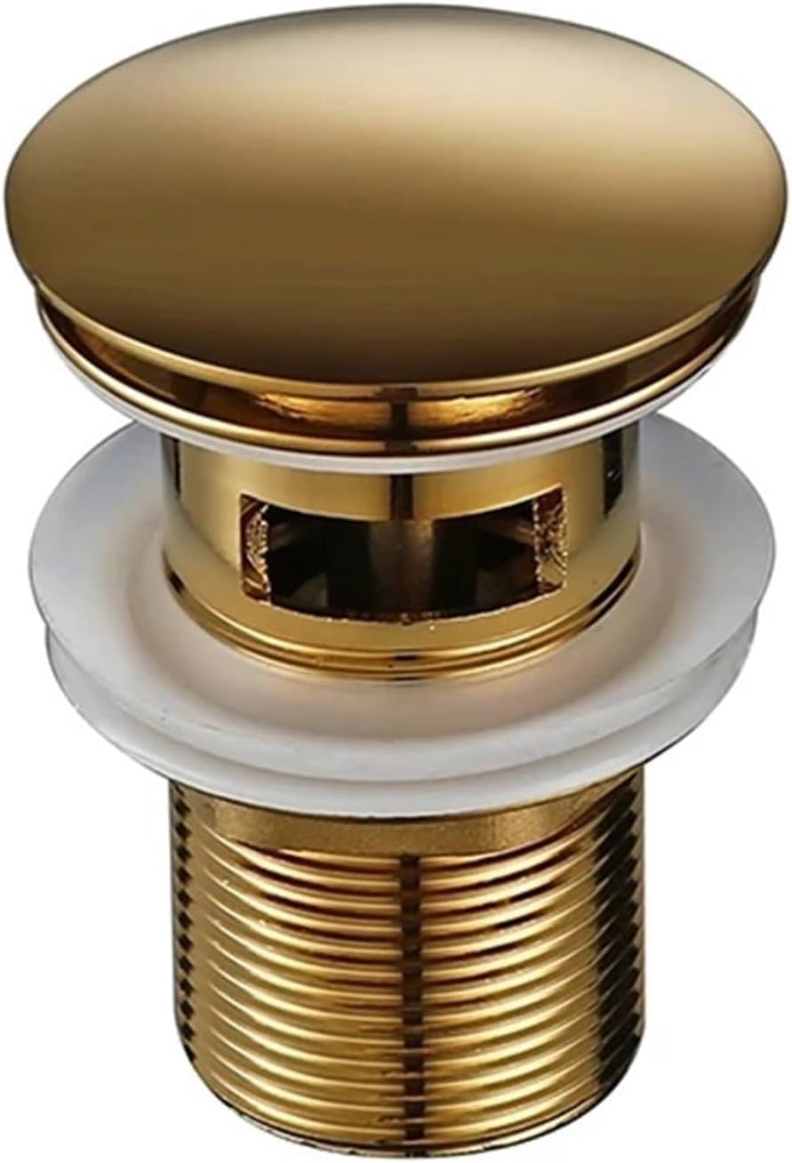 sustitución de tapones de fregadero pop up, Escurridor de lavabo de oro pulido, resistente a la corrosión, fácil de limpiar, botón emergente, orificio redondo, escurridor de baño for hotel(Brushed Gol