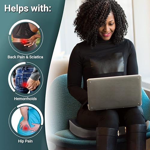 Miniatura 2 de Coverland Comfort Plus - Cojín de asiento contorneado de espuma viscoelástica, diseño ortopédico ergonómico para silla de oficina, automóvil, parte