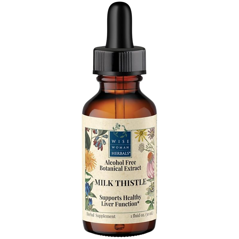 Wise Woman Herbals Suplemento fitoterápico de cardo-mariano, extrato glicerinado, frasco com 30 mL
