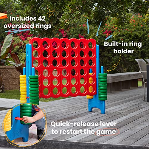 Ecr4Kids Jumbo 4-To-Score Giant Game Set, Backyard For Kids, Jumbo Connect-All-4, Indoor Or Outdoor, Adult And Family Fun Game, Easy To Transport, 4 Ft Tall-Primary Colors #TOP4