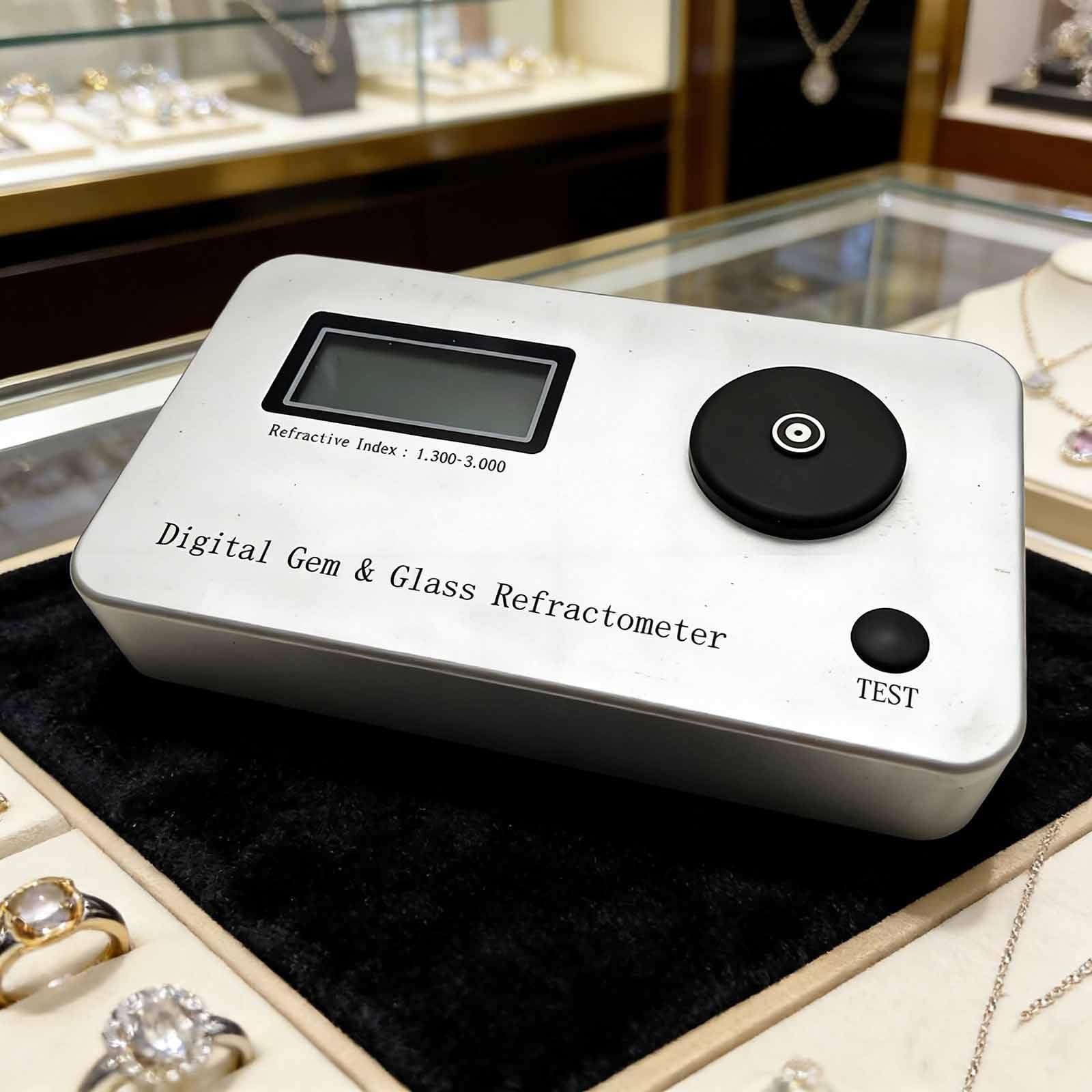 Rifrattometro Portatile per Gemme, Rifrattometro per Gioielli, Indice di Rifrazione 1.300-3.000, con Display LCD e Batteria da 700 mAh, Precisione di Misurazione 0,001