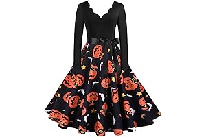 Halloween Black Dress Long Sleeve Gothic Dress Women's Vintage Prom Dresses V-Neck Party Dresses