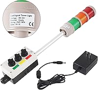 Vista 2 de Luz LED de torre Andon de 3 pilas superbrillante con zumbador (rojo/amarillo/verde), IP53, Plug & Play con adaptador de 6 pies e interruptor ABB