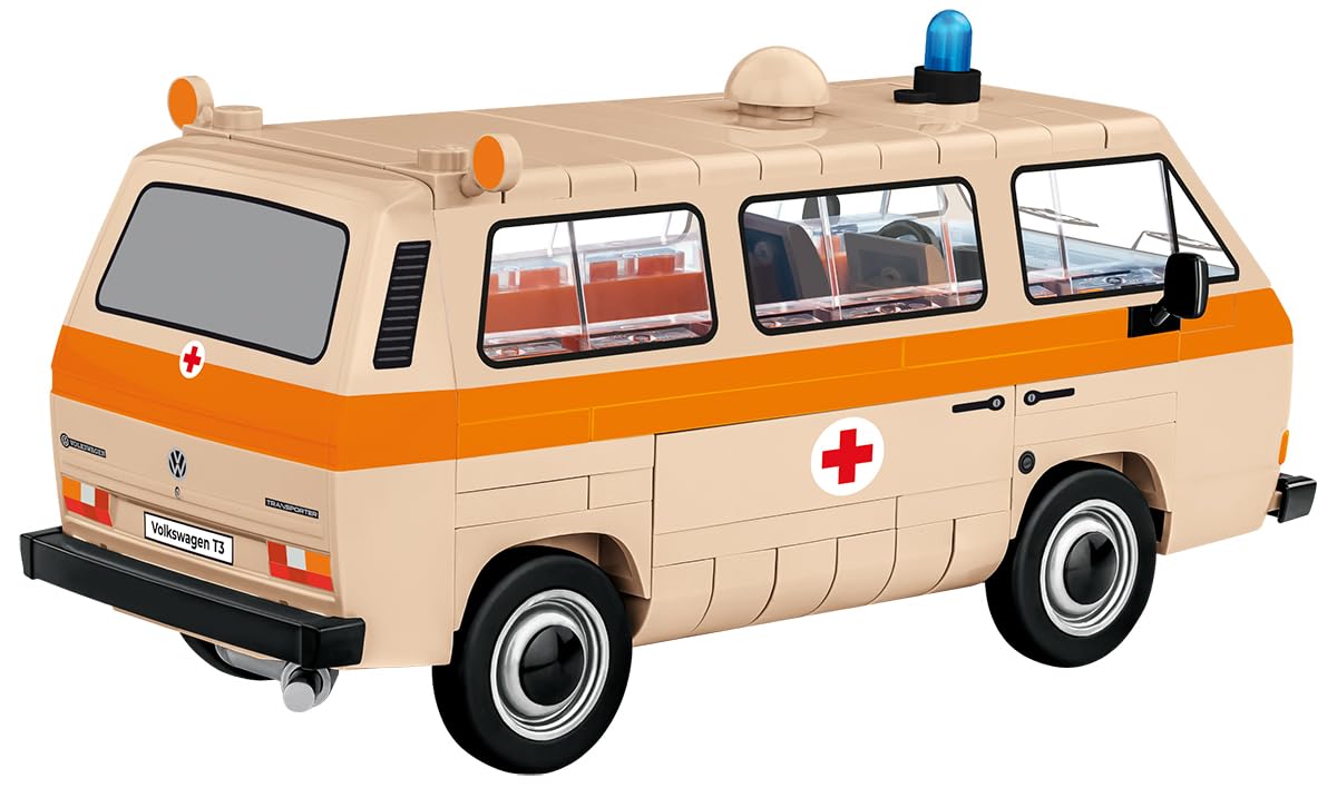 Volkswagen T3 Krankenwagen, Weiß mit Roten und Blauen Akzenten