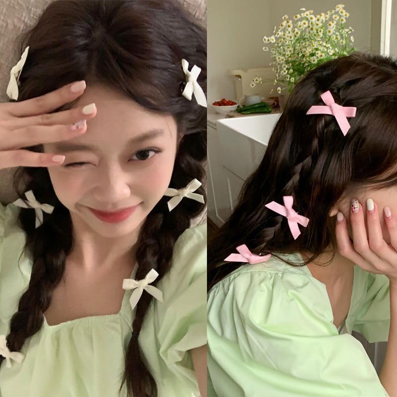 70PCS Mini Hair Bows Mini Hair Clips Ribbon Bowknots Hairclips Pink Bows for Hair Design - Image 3