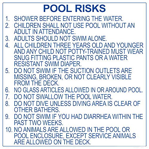 Georgia Pool Risks (Rules) Sign - 30 x 30 Inches