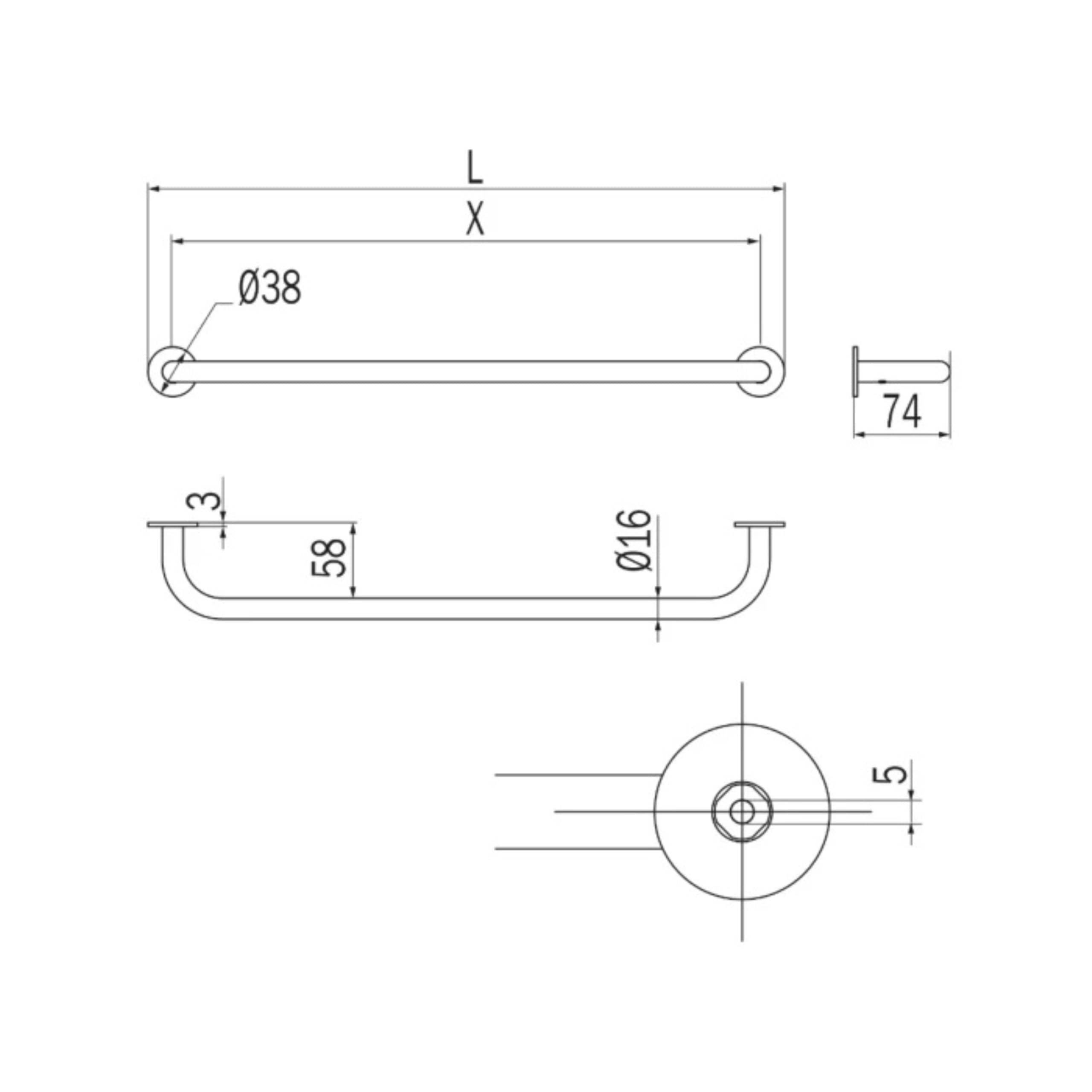 Inda AV190ACR One Portasalviette, Ottone, Cromato, 8 x 34 x 4 cm