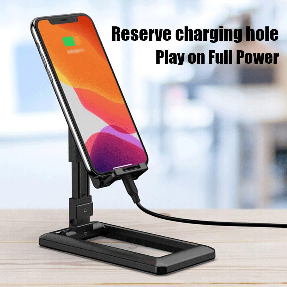 Soporte de teléfono ajustable en 6 ángulos, para todas las marcas de Smartphone y Tableta, ideal para oficina y hogar, soporte de mesa para la mayoría de teléfonos y tabletas, (negro) 2023.