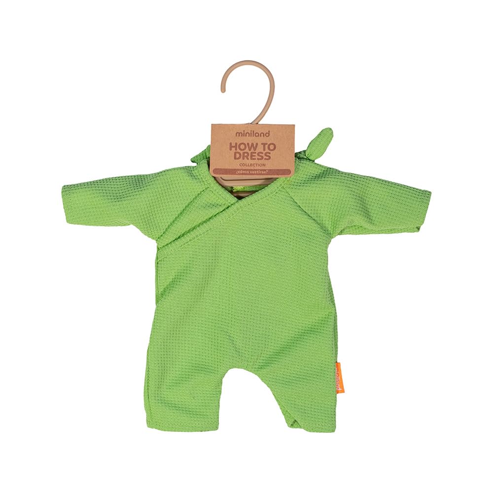 Miniland - Clothes for 32 cm Doll, Clothing Accessory for Dolls Pajamas with Hat (Green) - Image 2