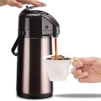 PARACITY 2.5L Airpot Coffee Carafe Double Pump Stainless Steel Thermal Dispenser Lazy Susan Base Hot 24H Cold 36H