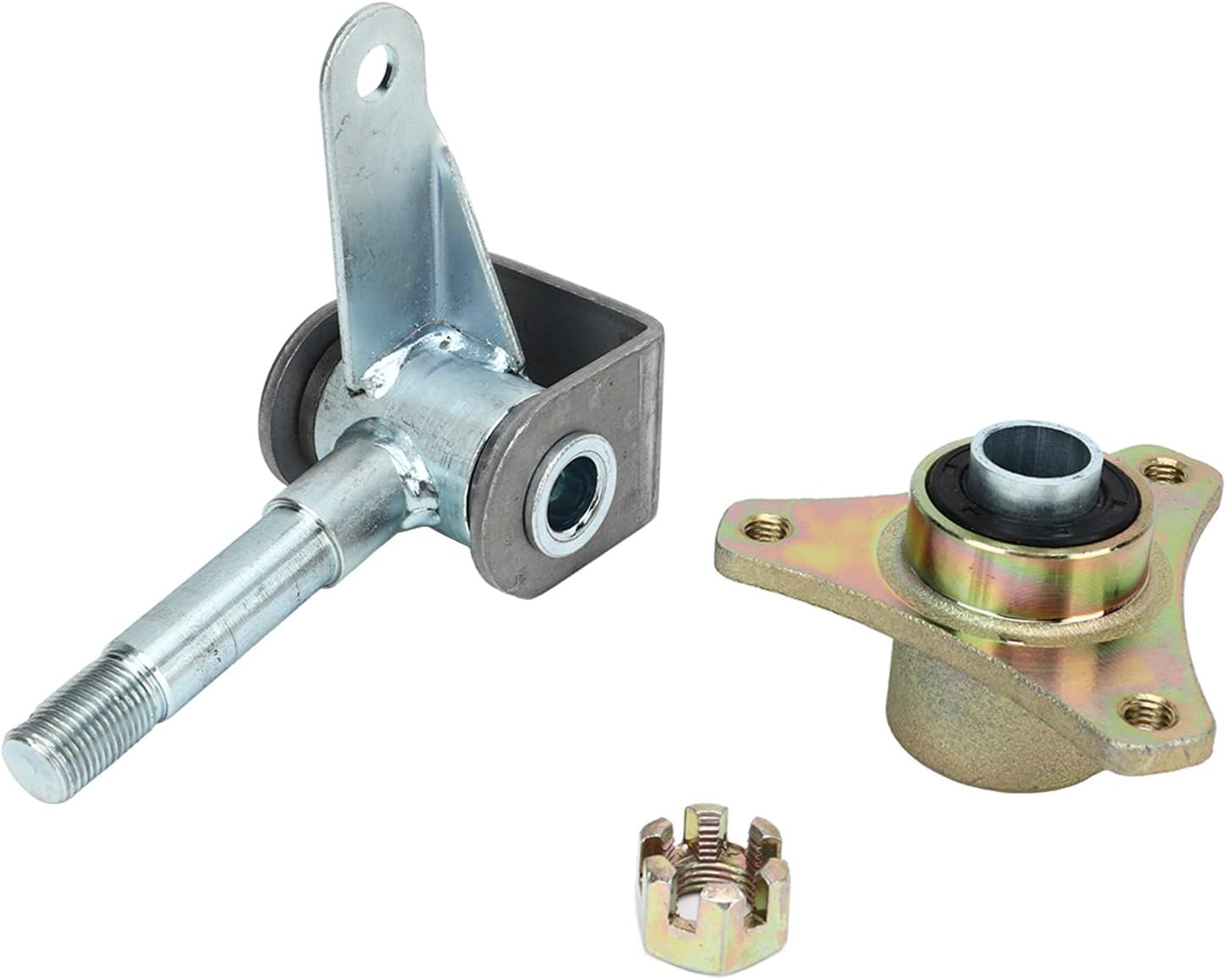 Right Left Steering Spindle Bracket Set, 17mm 3 Stud Front Wheel Hubs Steering Spindle for 6inch Tires Quad Bike ATV Go Kart, Pair of Steel Alloy Automotive Replacement Spindles